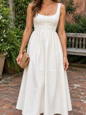 WeWoreWhat Corset Midi Dress Whisper White Sleeveless Size Small NWT